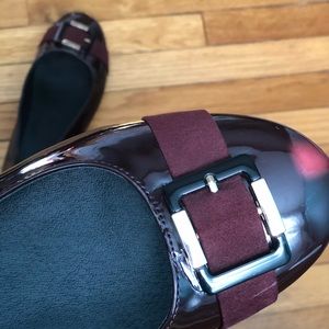 Maroon Red Flats with Gold/Black Buckle